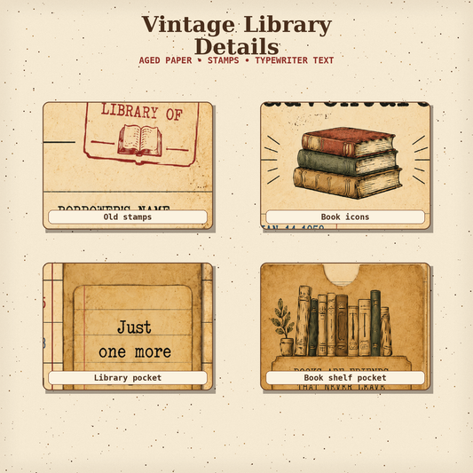 Library Card Bookmark Set