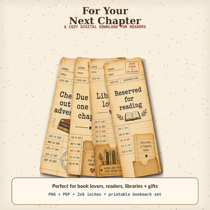 Library Card Bookmark Set