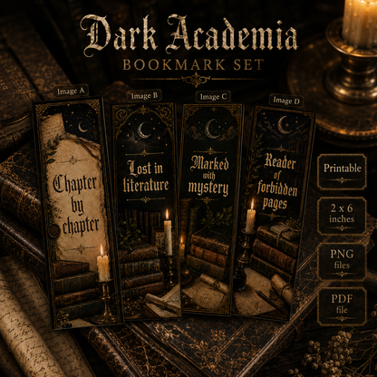 Dark Academia Bookmark Set