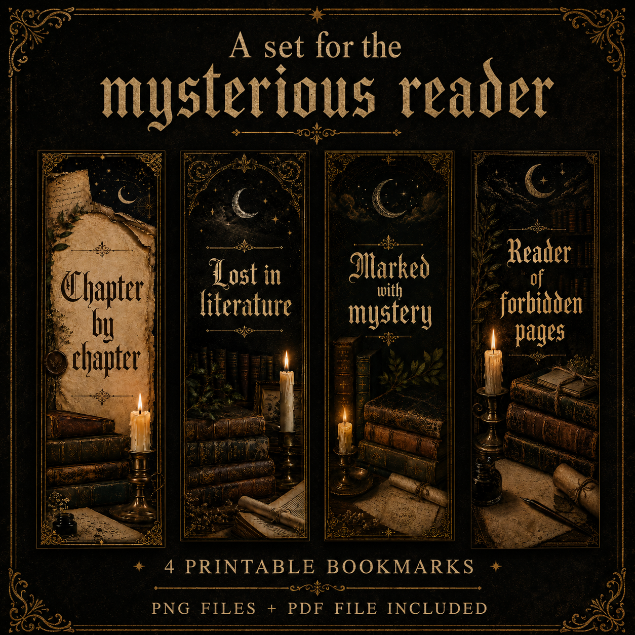 Dark Academia Bookmark Set