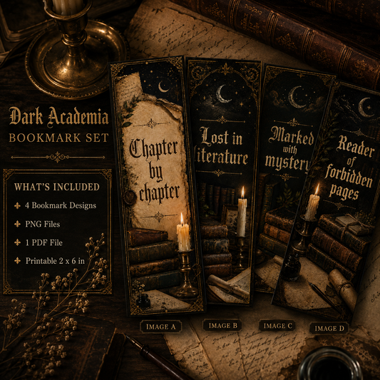 Dark Academia Bookmark Set