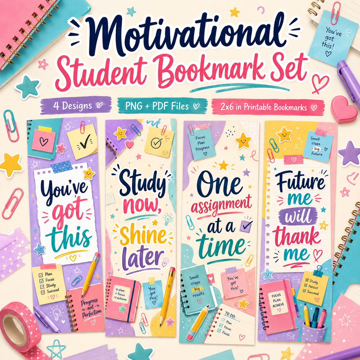 Motivational Student Bookmark Set