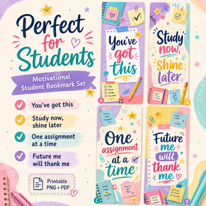 Motivational Student Bookmark Set