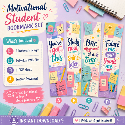 Motivational Student Bookmark Set